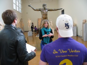 left to right, James Hettler, Dr. Lee Ann Riccardi (Art and Art History), and Robert Davis