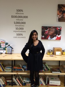 Niriksha at her internship with multi-national donor liaison, GlobalGiving