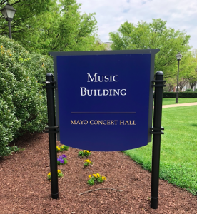 music building mayo concert hall signage