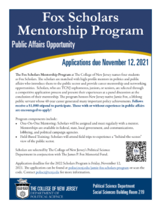 Fox Scholars Mentorship Program Flyer